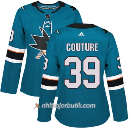 Dame Ishockey San Jose Sharks Tröja Logan Couture 39 Adidas 2017-2018 Teal Authentic